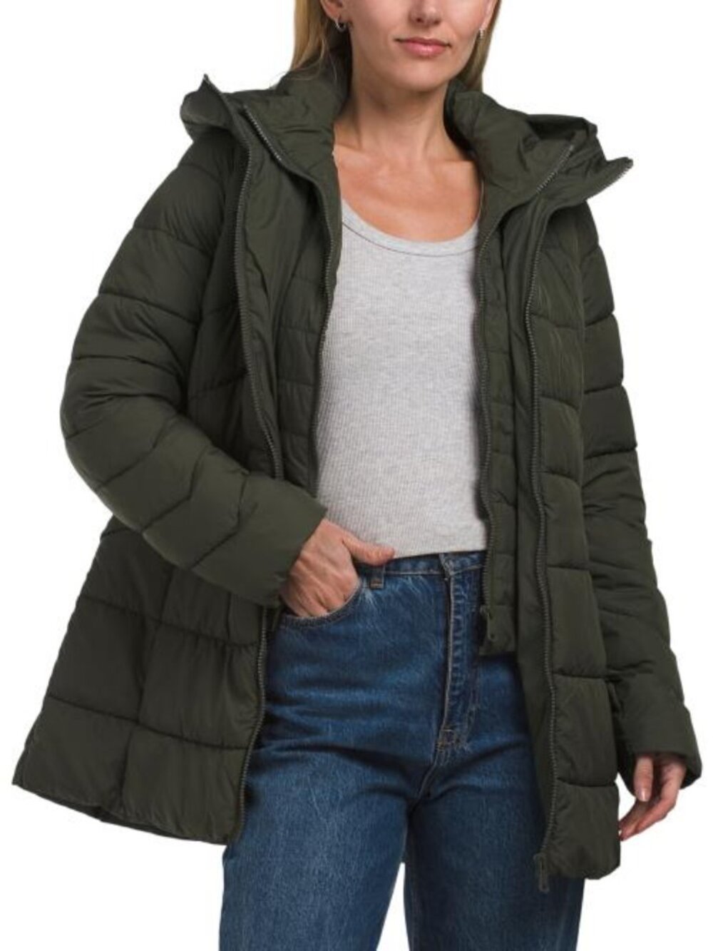 BERNARDO Bibbed Packable Puffer Coat